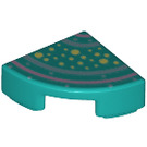 LEGO Dark Turquoise Tile 1 x 1 Quarter Circle with Yellow Spots and Pink Lines (25269 / 67218)