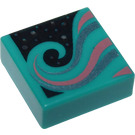 LEGO Turquoise Foncé Tuile 1 x 1 avec Vague avec rainure (3070 / 48277)