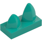 LEGO Dark Turquoise Tile 1 x 2 with 2 Vertical Teeth (15209)