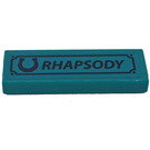 LEGO Dark Turquoise Tile 1 x 3 with Black Horseshoe and 'RHAPSODY' Sticker (63864)