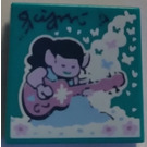 LEGO Dark Turquoise Tile 2 x 2 with Beatbit Album Cover - Elf Playing Ukulele with Groove (3068)