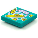LEGO Dark Turquoise Tile 2 x 2 with BeatBit Album Cover - Kazoos Pattern with Groove (3068)