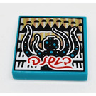 LEGO Dark Turquoise Tile 2 x 2 with BeatBit Album Cover - Minifigure with Tentacles with Groove (3068)