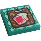 LEGO Dark Turquoise Tile 2 x 2 with Checkerboard Placemat, Cutting Board, Jelly Sandwich Sticker with Groove (3068)