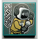 LEGO Dark Turquoise Tile 2 x 2 with DJ with Groove (3068)
