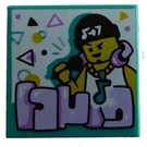 LEGO Turquoise foncé Tuile 2 x 2 avec DJ avec rainure (3068)