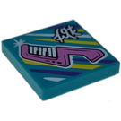 LEGO Dark Turquoise Tile 2 x 2 with Keytar with Groove (3068)