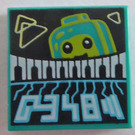 LEGO Turquoise foncé Tuile 2 x 2 avec Minifigure et Keyboard avec rainure (3068)