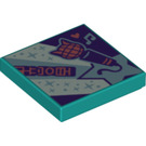 LEGO Dark Turquoise Tile 2 x 2 with Synth Pop Style Print with Groove (3068)