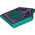 LEGO Dark Turquoise Tile 2 x 3 Pentagonal with Clamshell and Laurels (22385 / 75718)