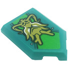 LEGO Donker Turquoise Tegel 2 x 3 Pentagonal met Draak en Zilver Dots Aan Green Sticker (22385)