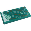 LEGO Donker Turquoise Tegel 2 x 4 met Blanket, Seashells Sticker (87079)