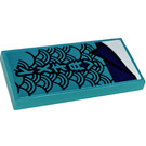 LEGO Dark Turquoise Tile 2 x 4 with Blanket with Dark Blue Sheet and Ninjago Logogram 'RELAX' Sticker (87079)