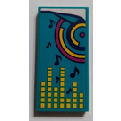 LEGO Dunkles Türkis Fliese 2 x 4 mit Blanket mit Musical Notes, Dots Aufkleber (87079)