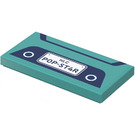 LEGO Dark Turquoise Tile 2 x 4 with POP-ST4R Number Plate Sticker (87079)