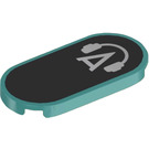LEGO Dark Turquoise Tile 2 x 4 with Rounded Ends with ‘A’ and Headphones Sticker (66857)