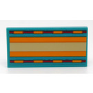LEGO Dark Turquoise Tile 2 x 4 with Striped Rug Sticker (87079)