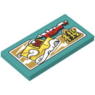 LEGO Dark Turquoise Tile 2 x 4 with Yeelzabub Shoes Advert Sticker (87079)