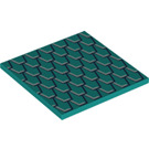 LEGO Dark Turquoise Tile 6 x 6 with Scales with Bottom Tubes (10202 / 65517)
