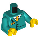 LEGO Donker Turquoise Trein Conductor Minifig Torso (973 / 76382)