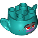 LEGO Donker Turquoise Troll Hoofd met Branch Gezicht met Rode ogen (66292)