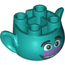 LEGO Donker Turquoise Troll Hoofd met Branch smile (66280)