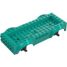 LEGO Dark Turquoise Vehicle Base 8 x 16 x 2.5 with Dark Stone Gray Wheel Holders with 3 Holes (18937)