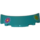 LEGO Dark Turquoise Windscreen 1 x 3 x 6 Curved with Pink and Green Flowers Sticker (35298)