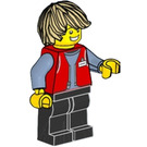 LEGO Delivery Man with Red Jacket and Tan Tousled Hair Minifigure