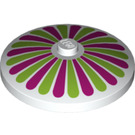 LEGO Dish 4 x 4 mit Limette und Magenta Streifen (Feste Noppe) (3960 / 17160)