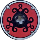 LEGO Disk 3 x 3 with Viking Shield Black Curly and Red Pattern Sticker (2723)