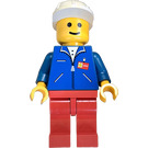 LEGO Display Figure - Blauw Jacket, Wit Bouw Helm