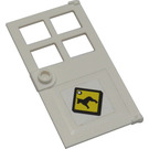 LEGO Door 1 x 4 x 6 with 4 Panes and Stud Handle with Yellow and Black Sign with Dog Pattern Sticker (60623)