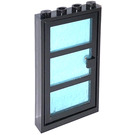 레고 Door Frame 1 x 4 x 6 with Black Door with Transparent Light Blue Glass (30179)