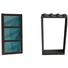 LEGO Door Frame 1 x 4 x 6 with Dark Stone Gray Door with Transparent Light Blue Glass