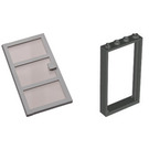 LEGO Door Frame 1 x 4 x 6 with Light Gray Door with Transparent Brown Black Glass (30179)