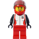 LEGO Chauffør med Rød Hjelm - Kvinde Minifigur