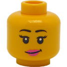 LEGO Dual Sided Female Head with Black Eyebrows, Pink Lips / Sunglasses (Recessed Solid Stud) (3626 / 20068)