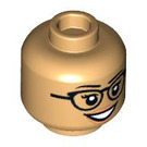 LEGO Dual-Sided Female Head with Glasses and Open Smile / Scared Face (Recessed Solid Stud) (3626 / 100322)