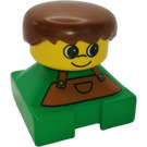 LEGO Duplo 2x2 Base Figure Brique - Green Base avec Brown Overalls Figurine