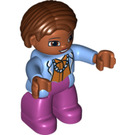 LEGO Duplo Adult, Female with Magenta legs, Medium blue top with necklace Minifigure