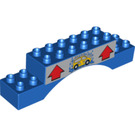 LEGO Duplo Boog Steen 2 x 10 x 2 met Rood 'Omhoog' Arrows en Auto Wash (51704 / 95700)