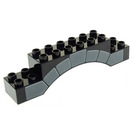 LEGO Duplo Schwarz Bogen Backstein 2 x 10 x 2 mit Stonework Muster (51704 / 51913)