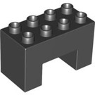 LEGO Duplo Schwarz Backstein 2 x 4 x 2 mit 2 x 2 Ausgeschnitten auf Unterseite (6394)