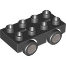 LEGO Duplo Noir Auto Base 2 x 4 avec Noir roues avec Noir Tires avec Argent Hubs (31202 / 95485)