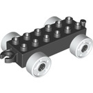 LEGO Duplo Zwart Auto Chassis 2 x 6 met Wit Wielen (11248 / 14639)