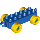 Duplo Blue Car Chassis 2 x 6 with Yellow Wheels (Modern Open Hitch) (10715 / 14639)