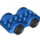 LEGO Duplo Blue Car with Black Wheels and Silver Hubcaps (11970 / 35026)