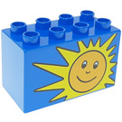 LEGO Duplo Bleu Duplo Brique 2 x 4 x 2 avec Happy Jaune Sun (31111)