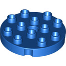 LEGO Duplo Blau Runden Platte 4 x 4 mit Loch und Verriegeln Ridges (98222)